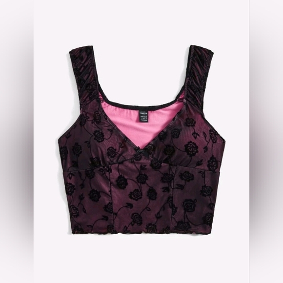 New coolane floral print mesh cropped tank top - Picture 3 of 13